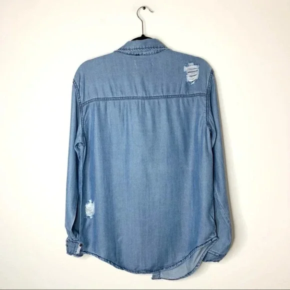 One Teaspoon Button Down Shirt Denim Jean Chambray Dallas Tencel Size XXS - Picture 12 of 16